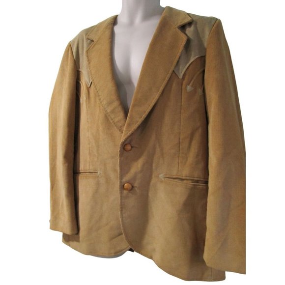 Pioneer Wear Vintage Western Sport Coat Jacket Light Brown thin wale corduroy l